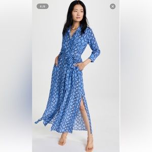 L’Agence Cameron Snake-Printed Silk Shirtdress, size Small